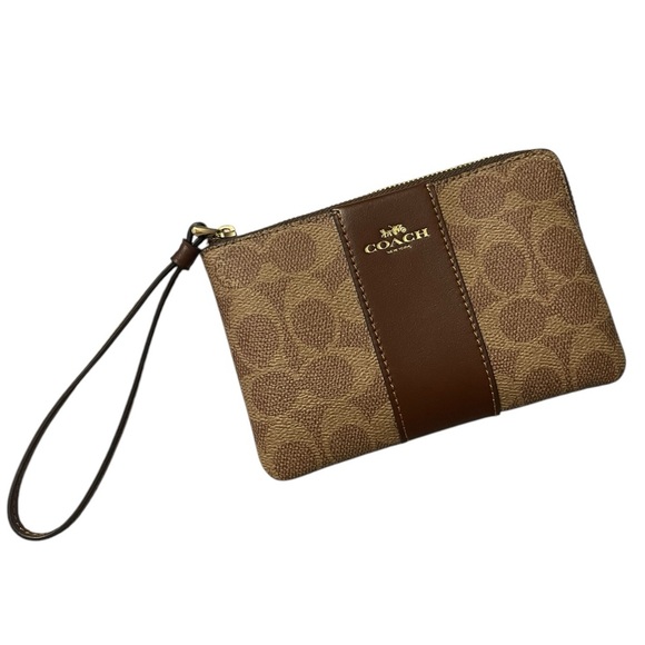 Coach Brown Wristlet monogram classic neutral old money new capsule wardrobe - Picture 2 of 5